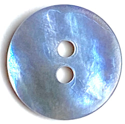 Re-Stocked, 1/2" Light Blue Pearl Shiny Shell 2-hole, Per Button #D-183