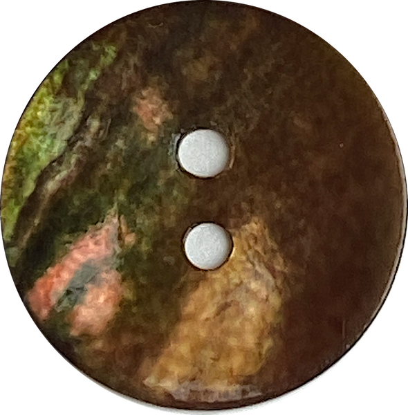 Re-Stocked Bronze Iridescent Shiny Brown 11/16" Pearl Shell 2-hole, Per Button #D-960
