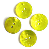 Bright Lime Green Shiny Agoya 2-Hole 3/4" Button 20mm, Sold Per Button #1248
