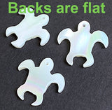 Tiny White Sea Turtle Charms, 5/8" One Hole, Natural MOP Iridescent Shell, Pack of TWO  #LP-124