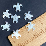 Tiny White Sea Turtle Charms, 5/8" One Hole, Natural MOP Iridescent Shell, Pack of TWO  #LP-124
