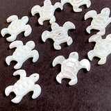 Tiny White Sea Turtle Charms, 5/8" One Hole, Natural MOP Iridescent Shell, Pack of TWO  #LP-124