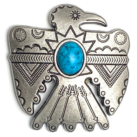 Re-Stocked, 1-1/2" Silver/Turquoise Thunderbird Screw Back Concho 1.5"  #SWH-122
