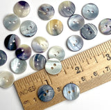 Re-Stocked, Mermaid's Indigo 1/2" Blue Mussel Shell Buttons, 13mm Pack of 23 Buttons $12   #KB-910