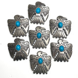 Re-Stocked, 1-1/2" Silver/Turquoise Thunderbird Screw Back Concho 1.5"  #SWH-122