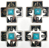Silver/Faux Turquoise Cross Large Screw-Back Concho 1.5"  #SWH-150