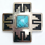 Silver/Faux Turquoise Cross Large Screw-Back Concho 1.5"  #SWH-150