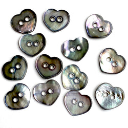 Re-Stocked, TEN Rustic Gray Iridescent Pearl Hearts, 2-Hole Buttons, 1/2", Pack of 10 #KB-912
