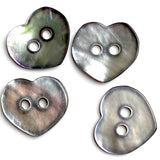 SALE, TEN Rustic Iridescent Gray Pearl Hearts, 2-Hole Buttons, 1/2", Pack of 10 #KB-912