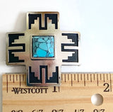 Silver/Faux Turquoise Cross Large Screw-Back Concho 1.5"  #SWH-150
