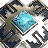 Silver/Faux Turquoise Cross Large Screw-Back Concho 1.5"  #SWH-150