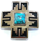 Silver/Faux Turquoise Cross Large Screw-Back Concho 1.5"  #SWH-150