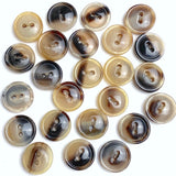Re-Stocked 5/8" Brown/Tan Natural Horn Button 2-hole Rimmed 16mm, Per Button #SK-0091