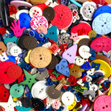 Button Fun Mix, Kids, Hearts, Letters, Animals, No Huge Ones, 3/4 POUND of New Plastic/Resin Buttons #PIE-3