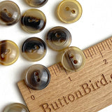 5/8" Brown/Tan Natural Horn Button 2-hole Rimmed 16mm, Per Button #SK-0090