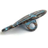 Running Low, Hot Air Balloon Dark Brass/Blue Patina Metal Button 7/8" #SWC-73