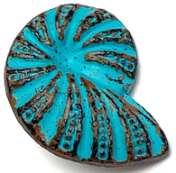 Ammonite or Nautilus Turquoise Copper Patina Shank Back Button, Metal 3/4"  #SWC-33
