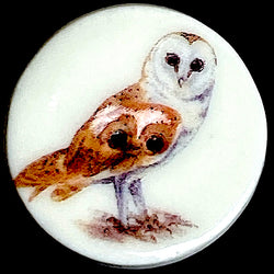 SALE, Owl Porcelain Button, 1-1/8"  Artisan Ceramic 2-Holes