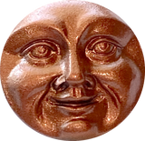 Re-Stocked, Copper Moon Face Czech Glass Button 17mm / 11/16"  # CZ-288