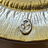 Large Pendant, Faux Turquoise Center, Silver and Gold Carvings 2.75" #CL-21