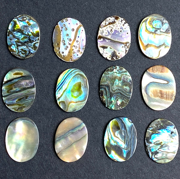 Abalone Cabochon Ovals Including Strong Colors, 5/8" x 1/2", Pack of 65 #CL-22