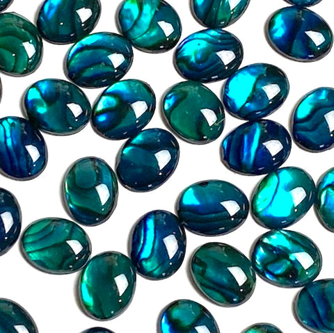 Tiny Glassy Dark "Abalone??" Flat-Back Cabochon Ovals 3/8" x 5/16", Pack of 48 #CL-23