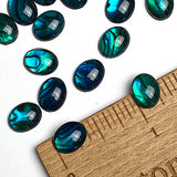 Tiny Glassy Dark "Abalone??" Flat-Back Cabochon Ovals 3/8" x 5/16", Pack of 48 #CL-23