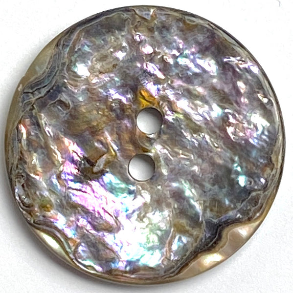 THREE High Drama Glitter Texture Rainbow Abalone 1" Two-Hole Button 25mm, Pack of 3 #KB-923-3