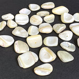 Naturally Abstract Wavy Shell Beads, White-Ivory MOP Various Sizes, Pack of 30-34 Beads #CL-24