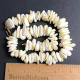Naturally Abstract Wavy Shell Beads, White-Ivory MOP Various Sizes, Pack of 30-34 Beads #CL-24
