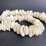 Naturally Abstract Wavy Shell Beads, White-Ivory MOP Various Sizes, Pack of 30-34 Beads #CL-24
