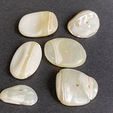 Naturally Abstract Wavy Shell Beads, White-Ivory MOP Various Sizes, Pack of 30-34 Beads #CL-24