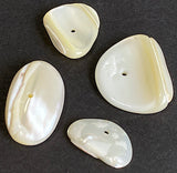 Naturally Abstract Wavy Shell Beads, White-Ivory MOP Various Sizes, Pack of 30-34 Beads #CL-24