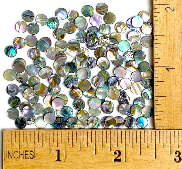 Tiniest Micro Abalone Spots, 5mm / 3/16" Round 2-Sided, No Holes Pack of 144 Cabochons #CL-25