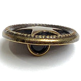 Roped Star, Antique Brass 3/4" Button, 18/19mm, Italy, Shank Back # FJ-59