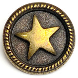 Roped Star, Antique Brass 3/4" Button, 18/19mm, Italy, Shank Back # FJ-59