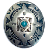 Star Blanket Oval with 'Turquoise' Screw Back Concho 1-1/4" x 1-1/8"  #SW-42