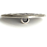 SALE Stitched Heart Antique Silver 1-1/8" Button, 27mm, Italy, Shank Back # FJ-60