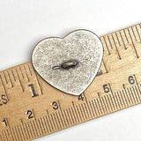 SALE Stitched Heart Antique Silver 1-1/8" Button, 27mm, Italy, Shank Back # FJ-60