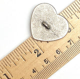SALE Stitched Heart Antique Silver 1-1/8" Button, 27mm, Italy, Shank Back # FJ-60