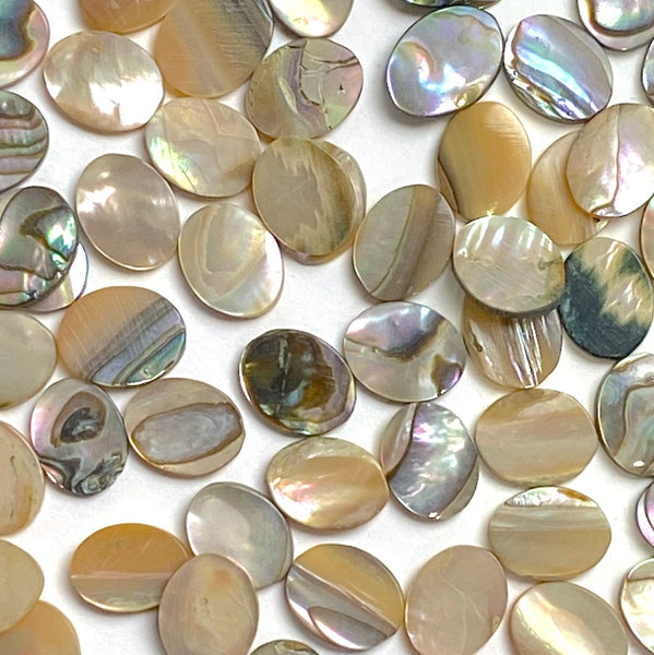 Abalone Cabochon Ovals Mostly Tans/Neutrals, 3/8" x 5/16", Pack of 288 Ovals, #CL-26