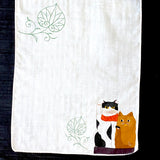 Lucky Cat Beckons, Cotton Tenugui Towel from Japan, 100% Cotton 12" x 34"  #RK-14