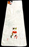 Lucky Cat Beckons, Cotton Tenugui Towel from Japan, 100% Cotton 12" x 34"  #RK-14