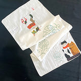 Lucky Cat Beckons, Cotton Tenugui Towel from Japan, 100% Cotton 12" x 34"  #RK-14