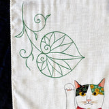 Lucky Cat Beckons, Cotton Tenugui Towel from Japan, 100% Cotton 12" x 34"  #RK-14