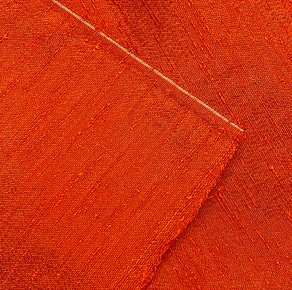 1/2 Yard PIECE, Solid Slubby Deep Bright Rust Vintage Kimono Silk from Japan  #780