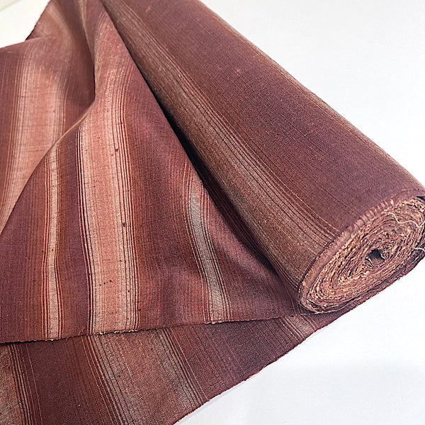 Reddish Browns Blended Stripe Vintage Kimono Silk from Japan By the Yard   #783