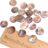 Mocha Plum Lustre Shell, Iridescent Shiny Buttons, 11/16"  / 18mm 2-Hole, Pack of 10 #JB-151