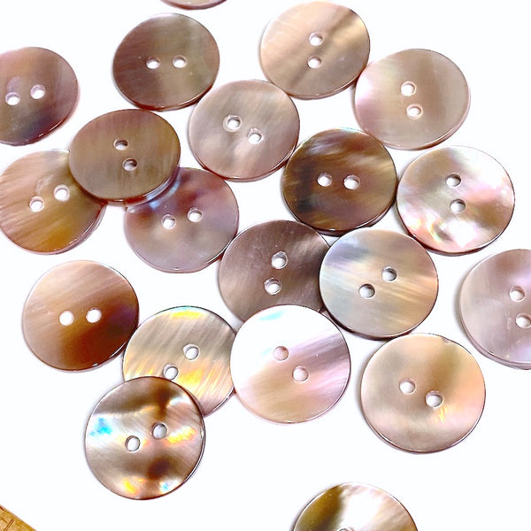 Mocha Plum Lustre Shell, Iridescent Shiny Buttons, 11/16"  / 18mm 2-Hole, Pack of 10 #JB-151