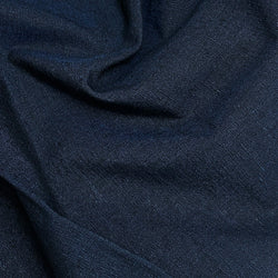 15.5" x 27" Piece, Solid Midnight Blue-Black Crossdye Vintage Yuki Tsumugi Pongee Handwoven Kimono Silk from Japan, # 786